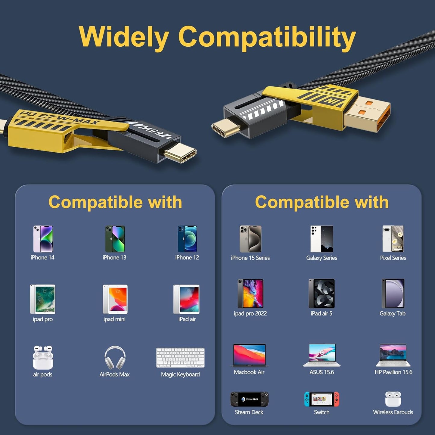 Havan Cable 4 in 1 65W/27W Type C & Light