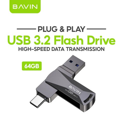 Bavin USB Drive 64GB USB3.2 to Type C