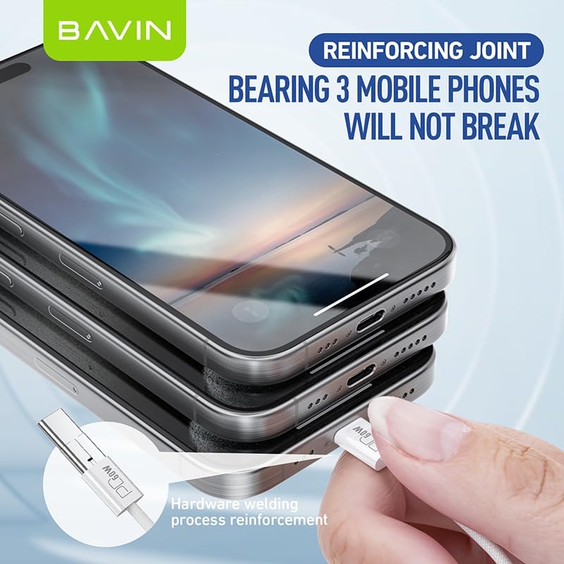 Bavin 3ft 60W USB Type C to C Charging Cable for iPhone 15 for Samsung Galaxy S24/A14/A54/S23 FE/S23+/S23 Ultra/A53 5G/S22/A13/A03S/S21S20/A12/A32, white
