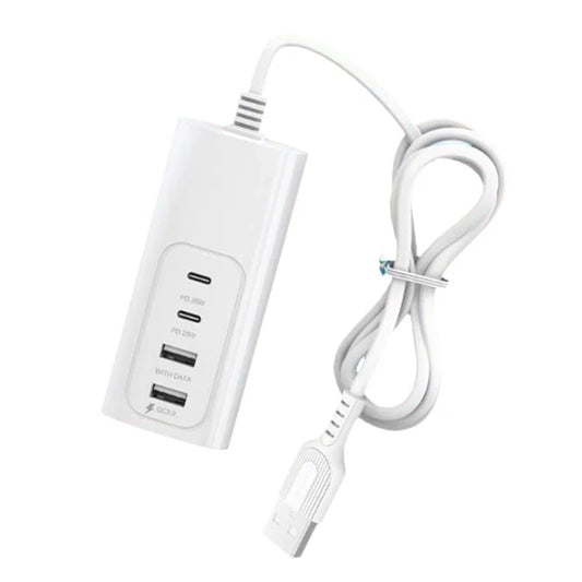 1m USB Plug PD 25W 2 USB + 2 Type-C Fast Charge Power Socket Phone Tablet Bluetooth-compatible Earphone Charger